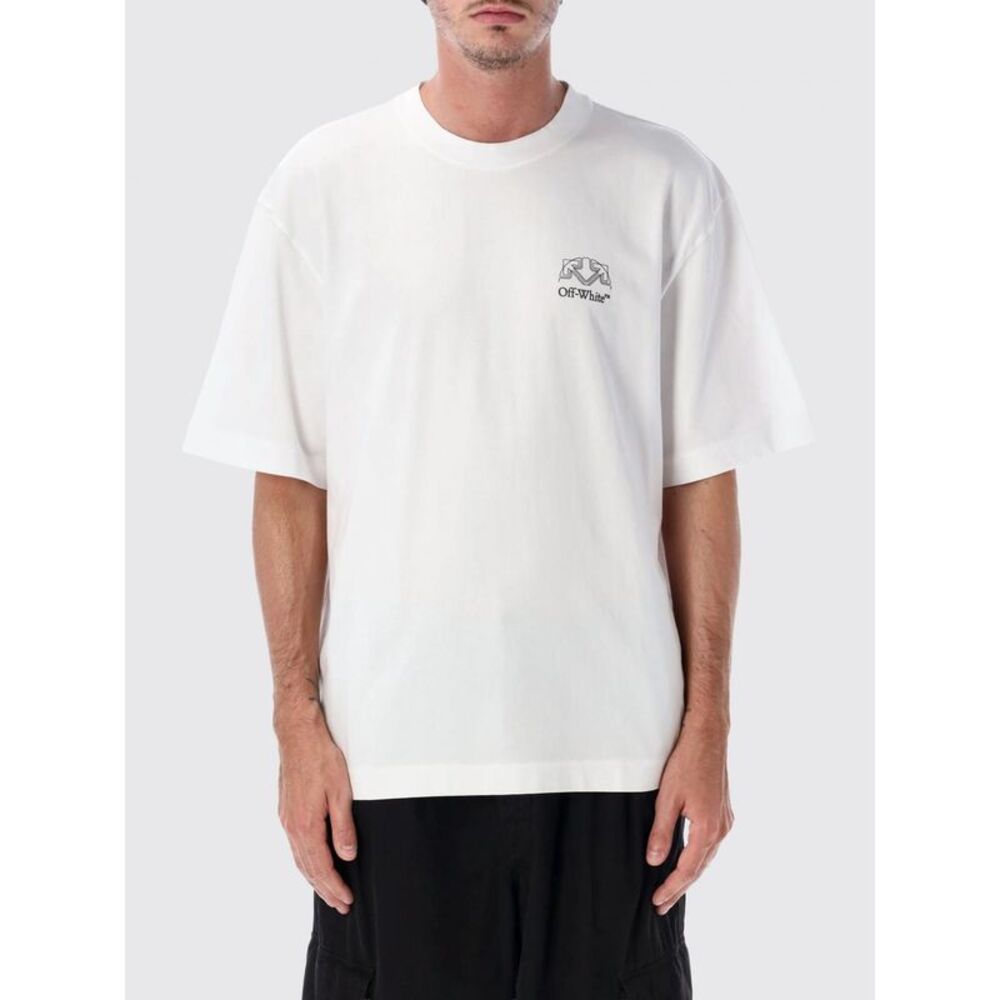 Off-White Men Arrow Logo Cotton T-Shirt Off-White With Dropped Shoulders